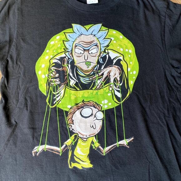 Men's Black Rick & Morty Puppet & Space Portal Tee M - Picture 5 of 5